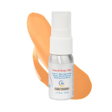 Tinted Drops, 3-in-1 Tinted Moisturizer, Light to Medium Skin Tint, SPF 30 Sunscreen for Face, Plant-based Reef-friendly Sun Care, Vegan, No Phthalates, PEGs, and Parabens, 0.7 fl. oz.