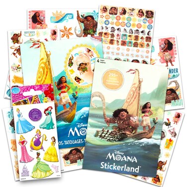 Disney Moana Stickers and Tattoos Party Favors Pack - Bundle Includes 50 Moana Temporary Tattoos and Over 250 Stickers (Moana Party Supplies, Includes Bonus Tattoos)