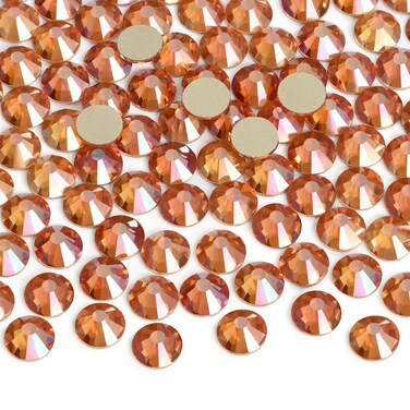 2880 Pieces Flatback Rhinestones Glue Fix Crystal Glass Diamantes Gems for Crafting Nail Art Crafts Decorations Clothes Shoes 2.0 mm (ss6, Amber)