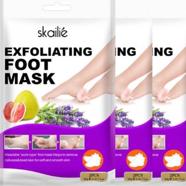 Exfoliating Foot Mask Socks - Lavender + Grapefruit Extract for Deep Exfoliating (3pk), Beauty Gifts   Skincare Gifts   Skincare