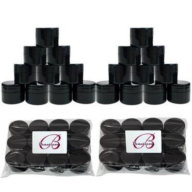 Beauticom 24 Pieces 7G/7ML (0.25oz) BLACK Sturdy Thick Double Wall Plastic Container Jar with Foam Lined Lid for Pills, Medication, Ointments and Other Beauty and Health Aids - BPA Free
