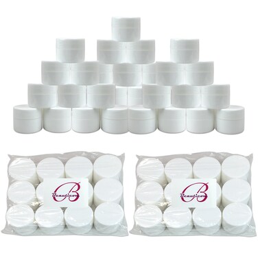 Beauticom 36 Pieces 7G/7ML (0.25oz) WHITE Sturdy Thick Double Wall Plastic Container Jar with Foam Lined Lid for Herbs, Spices, Loose Leaf Teas, Coffee and Other Foods - BPA Free