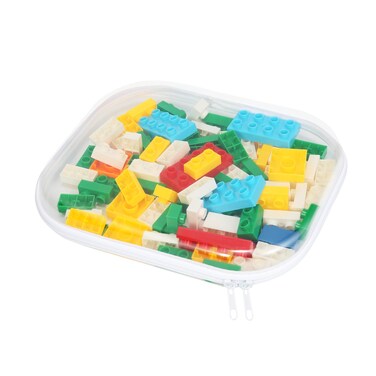 2pieces,Zippered Hard Pouch, Clear Hard Shell Zipper Case, Clear Plastic Storage Box Containers Small Toiletry Bag for Small Items, Toys, Building Blocks, Puzzles, Cosmetics &amp; Stationery (Medium)
