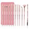 Z'OREYA Eye Makeup Brushes, 12 Pcs Professional Eye Brush Set Eyeshadow, Eyebrow, Blending, Fan, Eyelash Brushes Set With Carrying Bag (Pink)
