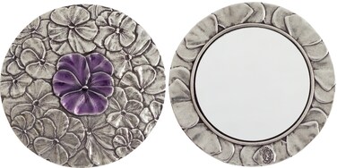 DANFORTH &mdash; Pewter Pansy Purse Mirror &mdash; Handmade Hand-Held Mirror for Women &mdash; Purple Flower Gift Accessories &mdash; Made in USA (3 inches)