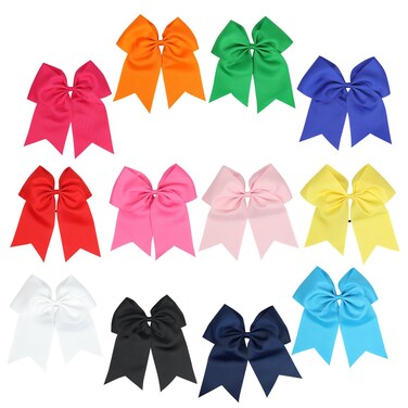 8 Inch Cheerleader Bows Ponytail Holder Cheerleading Bows Hair Tie(Multicolor)
