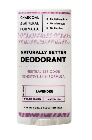Lavender Naturally Better Deodorant - Sensitive Skin Formula, Aluminum-Free, Baking Soda-Free, All-Natural, Magnesium &amp; Activated Charcoal, Plant-Derived, Made in USA by DAYSPA Body Basics