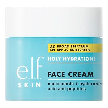 e.l.f. Holy Hydration! Face Cream, Broad Spectrum SPF 30 Sunscreen, Moisturizes &amp; Softens Skin, Quick-Absorbing &amp; Ultra-Hydrating,1.7 Ounce