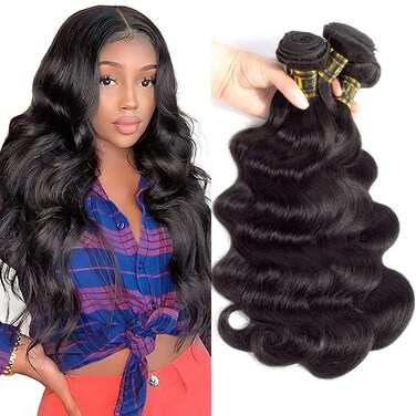 QTHAIR Brazilian Virgin Hair 16A Grade Body Wave Bundles 100% Unprocessed Virgin Brazilian Body Wavy Human Hair Bundles 20" 18" 16" 300g Brazilian Body Wave Human Hair Extensions