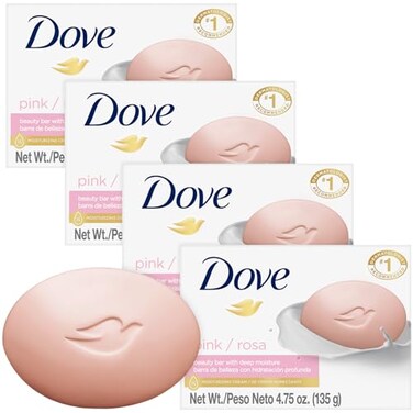 Dove Soap, Pink Beauty Bar 4-Pack &ndash; 3-in-1 Moisturizing Face, Body &amp; Hand Soap, 4.75 Oz Ea