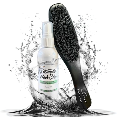 Rastta Locs Loc Brush and Rosewater loc and Dreads Spray Set with Soft Bristle for Removing buildup and lint for Braids, locs, retwist, Dreadlocks and 4 oz Conditioning and Refreshing loc Rosewater