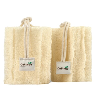 Egyptian Natural Loofah Exfoliating Body Scrubber - Eco-Friendly Bath &amp; Shower loofah Sponge for Face &amp; Body   100% Natural Real Egyptian loofah, Ideal for Men &amp; Women (1 Count (Pack of 2))