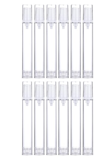 Wresty 12 Pcs Vacuum Lotion Bottles Plastic Empty Airless Pump Bottles Travel DIY Cosmetic Cream Pump Bottles Makeup Foundation Toiletries Liquid Vacuum Container (15ml)