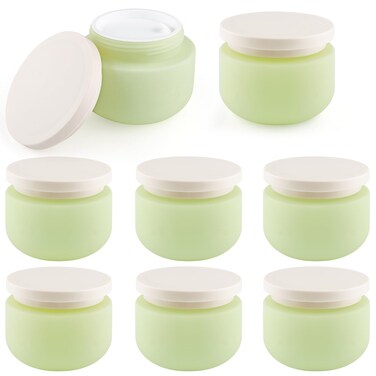 8 Pcs 8oz/250g Plastic Containers Empty Cosmetic Jars Wide Mouth Makeup Sample Storage Pot with Lid &amp; Inner Liner for Lotion Cream Ointments Makeup Nails Paint Jewelry