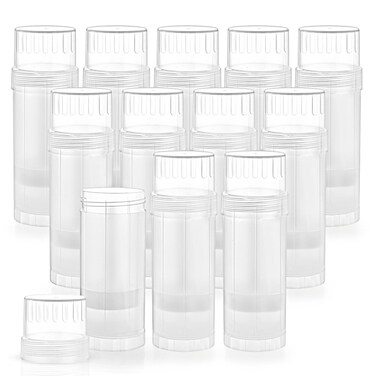 12 Pcs 60ml/2oz Empty Deodorant Containers Twist Up Plastic Deodorant Holder Tube for Lipstick Crayon Chapstick Sunscreen Bar - Translucent