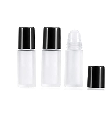 3 Pcs 30ml Frosted Glass Roll On Bottles Deodorant Container Empty Refillable Travel DIY Deodorant Bottles With Plastic Roller Balls For Lip Balm Lotion Sunscreen Essential Oil Perfumes Cosmetics DIY