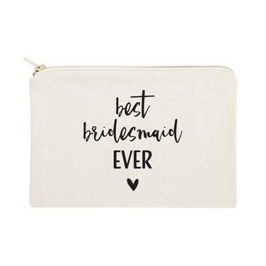 The Cotton &amp; Canvas Co. Best Bridesmaid Ever Wedding Cosmetic Bag, Bridal Party Gift and Travel Make Up Pouch