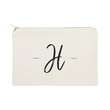 The Cotton &amp; Canvas Co. Personalized Handwritten Monogram H Cosmetic Bag and Travel Make Up Pouch