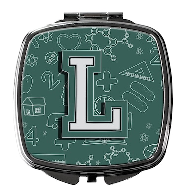 Caroline's Treasures CJ2010-LSCM Letter L Back to School Initial Compact Mirror Decorative Travel Makeup Mirror for Women Girls Gifts Pocket Makeup Mirror Folding Handheld