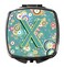 Caroline's Treasures CJ2015-XSCM Letter X Circle Circle Teal Initial Alphabet Compact Mirror Decorative Travel Makeup Mirror for Women Girls Gifts Pocket Makeup Mirror Folding Handheld