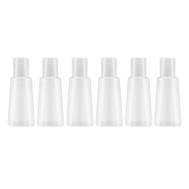INNOLIFE 6 Pack 1oz Flip Cap Squeeze Bottles Plastic Refillable Empty Travel BPA Free Container for Skin Cleanser