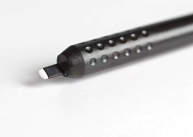 M Mellie MIcroblading PACK OF 5 - U18 NANO .15mm Disposable Microblading Pen with Pigment Sponge - Thinnest Blade On The Market NOT FOR LATEX