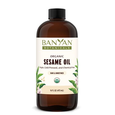 Banyan Botanicals Sesame Oil &ndash; Organic &amp; Unrefined Ayurvedic Oil for Skin, Hair, Oil Pulling &amp; More &ndash; Multiple Sizes &ndash; 16oz. &ndash; Non GMO Sustainably Sourced Vegan