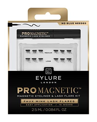 Eylure PROMAGNETIC Magnetic Eyeliner and False Lashes Kit, Faux Mink Flares, Medium and Long, No Glue Needed