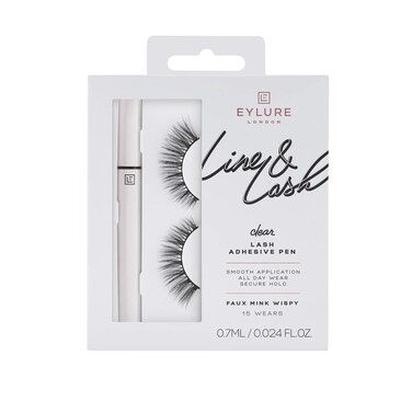 Eylure Line &amp; Lash Kit, Clear Lash Glue Pen and False Lashes, Faux Mink Wispy