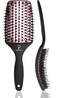 Curved Vented for Blow Drying - Boar Bristle Brush (Large) with Comfortable Handle - Soft Bristle Brush for Thick and Fine Hair - Natural Boar Bristles for Women, Men &amp; Kids - Rose Gold