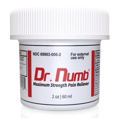 Dr. Numb Tattoo Numbing Cream - 5% Lidocaine Topical Anesthetic Cream - Maximum Strength Pain Relief Cream for Painless Tattoos, Piercing, Waxing &amp; Hemorrhoid Treatment - 2oz (1)