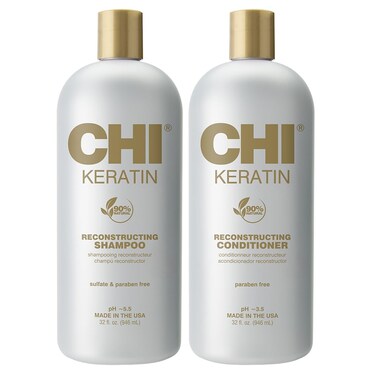 CHI Moisturize It Duo Keratin Shampoo &amp; Conditioner Set, Hydrating Formula Restores &amp; Strengthens Hair, Sulfate &amp; Paraben-Free, 2 Bottles, 32 Oz