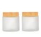2 Pack 100g/3.4oz Frosted Glass Cream Jars Bottles Cosmetic Container with Inner Liners and Wood Grain Lid Refillable Straight Sided Glass Cosmetic Sample Jars Pot for Lotion Cream Moisturiser