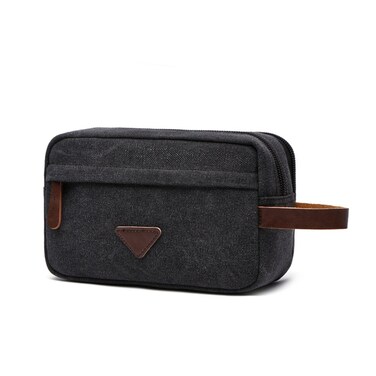Tumecos Men&rsquo;s Toiletry Bag Leather Waxed Canvas Shaving Dopp Kit Travel Accessories Organizer Bag