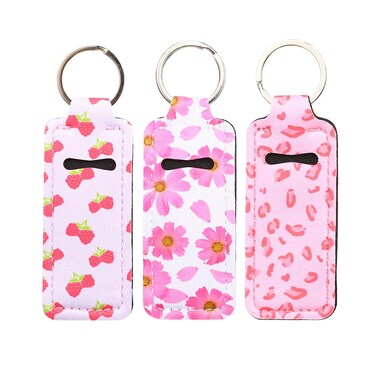 Chapstick Lip Balm Holder Key Chain Keychain Lip Potable Chapstick Holders Gloss Cute with Clip Lip Balm Sleeve Pouch Organizer for Women Girls