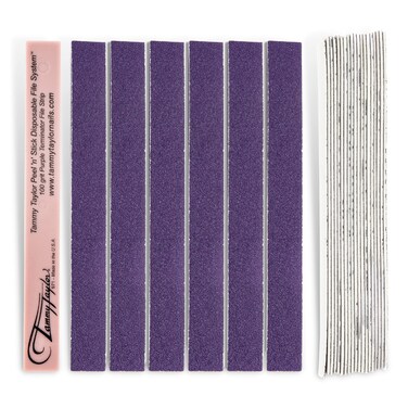Tammy Taylor Peel N' Stick Purple Terminator 100g File   Professional, Salon Grade Manicure File   Washable &amp; Disinfectable with Emery Board   25 Pack