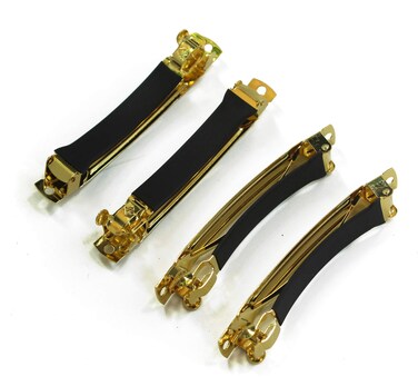 ALL in ONE 10pcs 80mm French Barrette Hair Clips for DIY Craft Project (Gold 80mm with Leather Protect)