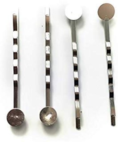 ALL in ONE Bobby Pins Hair Clips with Glue On Flat Pads for DIY (Silver 55mm - 100pcs)