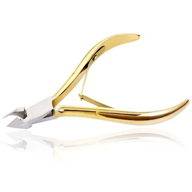 4" Professional Cuticle NIPPERS Acrylic Nail Clippers with Gold Handle