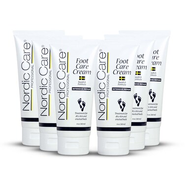 Nordic Care Foot Care Cream - Repairs and Hydrates Dry and Cracked Heels, 10% Urea Cream Treats Severely Dry Feet, Cracked Heels &amp; Callus Removal, Hypoallergenic &amp; Lanolin-free   6 Oz (Pack of 6)
