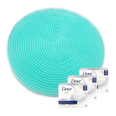 Dove Soap Original 3pcs Silicone Body Soft Scrubber 1pcs (4 Items total)
