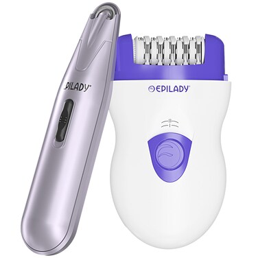 Epilady Face &amp; Body Hair Removal Device Bundle, Speed Corded Epilator + Esthetic Facial Hair Removal for Women, Epilator for Women Legs, Arms, Underarms, Face, Bikini (Purple)