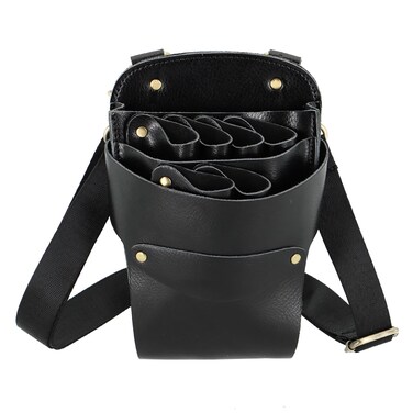 Hairdresser Scissors Bag, Leather Salon Barber Hairdressing Scissor Shears Holster Hair Stylist Tools Bag with Waist Shoulder Belt