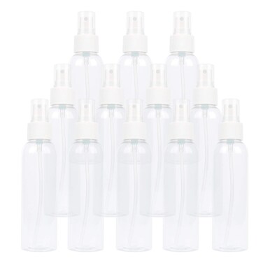TRENDBOX 12 Pack Empty Transparent Plastic Fine Mist Spray Bottle 120 ml (4 oz)