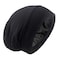 Silky Satin Lined Bonnet Sleep Cap - Adjustable Stay on All Night Hair Wrap Cover Slouchy Beanie for Curly Protection Women and Men Solid Black
