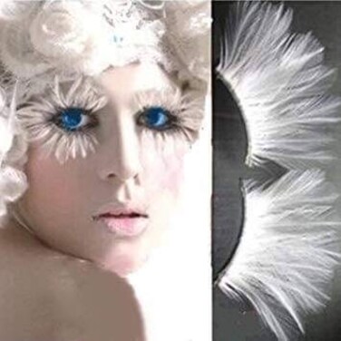 White halloween lashes Peacock feather eyelashes The White Queen Dramatic eyelashes