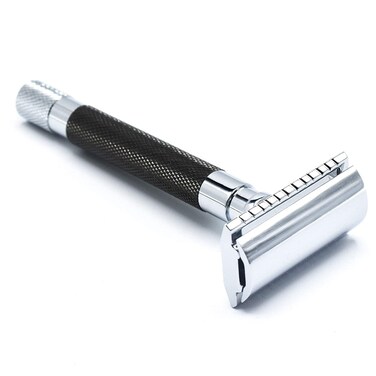 Parker 56R Heavyweight Double Edge Safety Razor with 5 Parker Premium Platinum Stainless Steel Razor Blades &ndash; Classic 3 Piece Design (Graphite)
