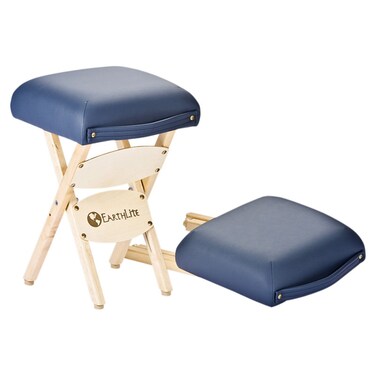 EARTHLITE Wooden Folding Stool - Hardwood Maple, CFC-Free, Massage Table Medical Spa Facial Salon Chair, Black , 19.00 x 13.00 x 13.00 Inches