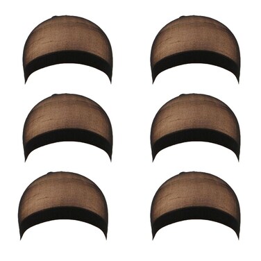 (6 Pack) Unisex Stocking Wig Caps for Women Nylon Mesh Stretch Elastic Snood (Black)