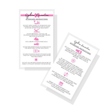 Brow Lamination Aftercare Instruction Cards   50 Pack   2x3.5&rdquo; inches Business Card Size   Starter Lift Kit with Tint at home diy aftercare supplies   White with Pink Design